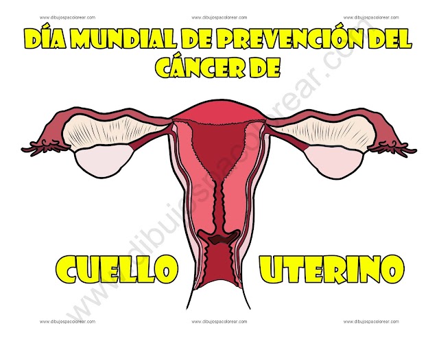 Día mundial de prevención del cáncer de cuello uterino dibujo a color y para colorear